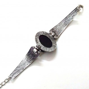 THE BIG Black - Silver Oxidized Bracelet Wristlet Wristband Bangle Band Jewelry